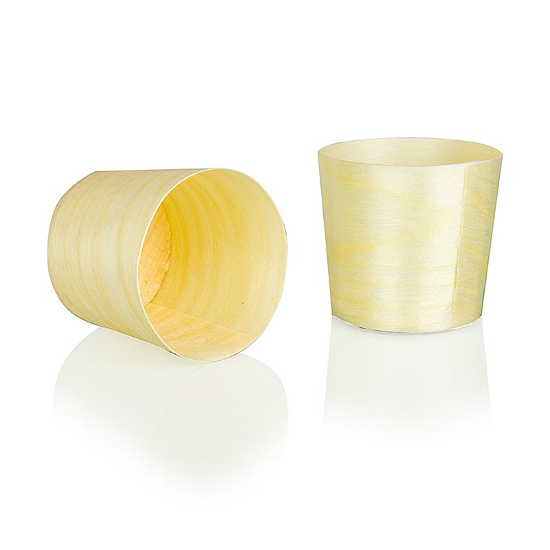 Disposable wooden timbale (cup), Ø 4.5 cm, 4.5 cm high (do not hold any liquid) - 50 pieces - bag