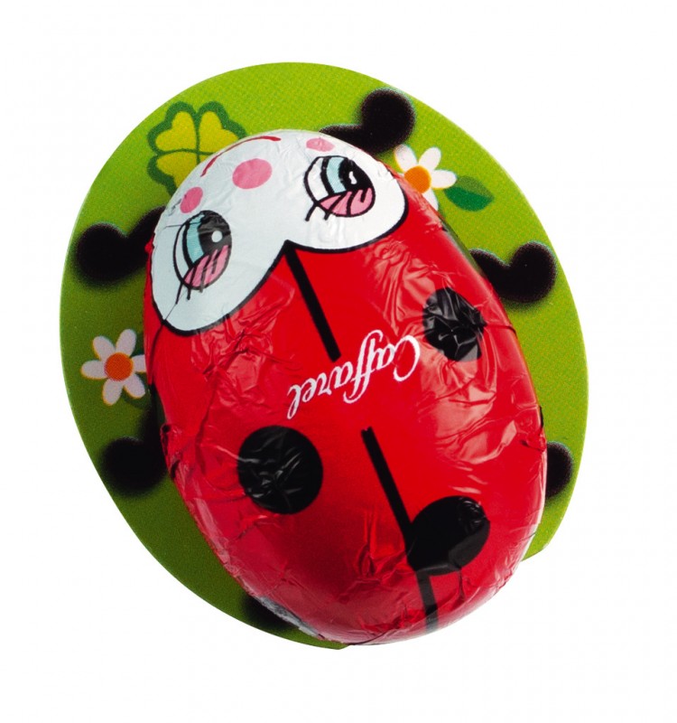 Allegri animaletti di cioccolato, le coccinelle, marihøne lavet af mælkechokolade, display, caffarel - 48 x 10 g - udstilling