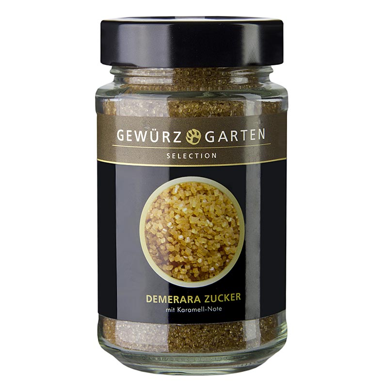 Sucre Demerara Spice Garden, a base de sucre de canne, avec une note de caramel - 200 g - Verre