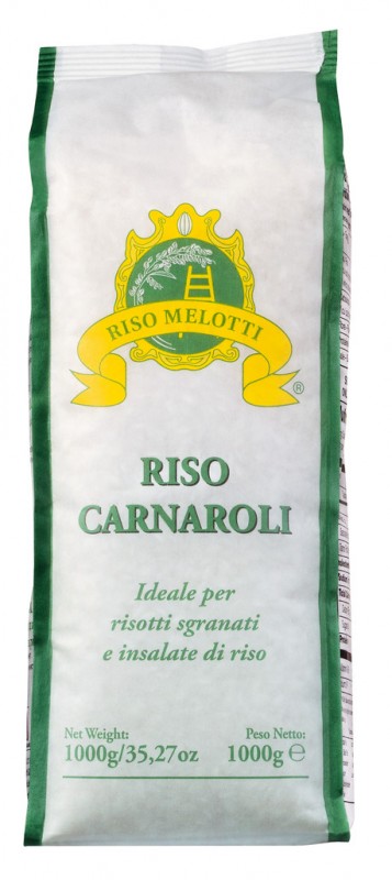 Riso Carnaroli, riz pour risotto Carnaroli, grain long, Melotti - 1 000g - paquet