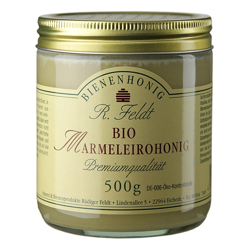 Marmeleiro honey, Brazil, gold, creamy, fruity, ORGANIC Beekeeping Feldt - 500g - Glass