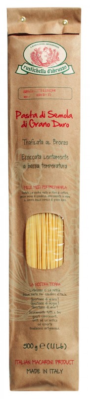 Spaghetti pulmonaire, nouilles de semoule de ble dur, Rustichella - 500g - paquet