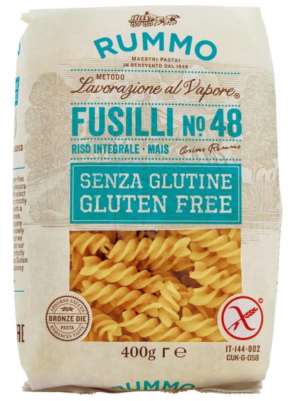 Fusilli, Sans Gluten, Pates Sans Gluten, Rummo - 400g - paquet