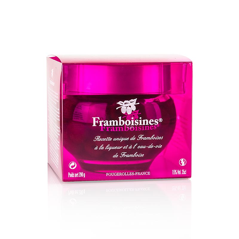 Framboisines - framboises marinees a la liqueur de framboise et alcool de framboise 15% vol. - 390g - Verre