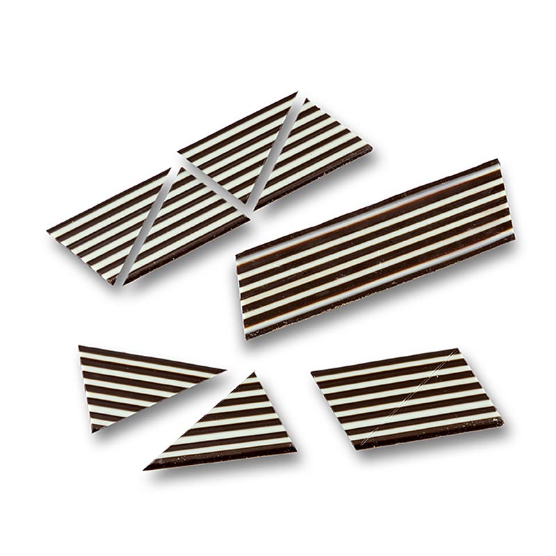 Topper decoratif Domino Triangle blanc / chocolat noir raye - 585g, 314 pieces - Papier carton