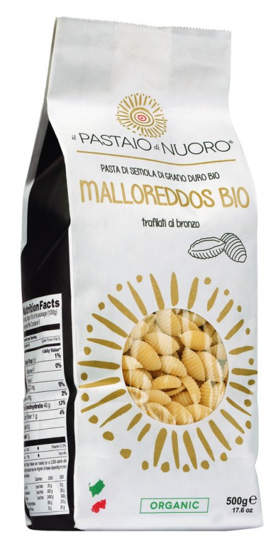 Malloreddos bio, pates a la semoule de ble dur, pates artin - 500g - sac