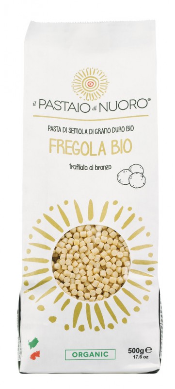 Fregola bio, pates a la semoule de ble dur, pates artin - 500g - sac