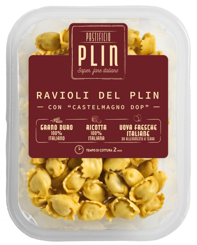 Ravioli del Plin al Castelmagno DOP, raviolis fourres au Castelmagno DOP, Pastificio Plin - 250g - paquet