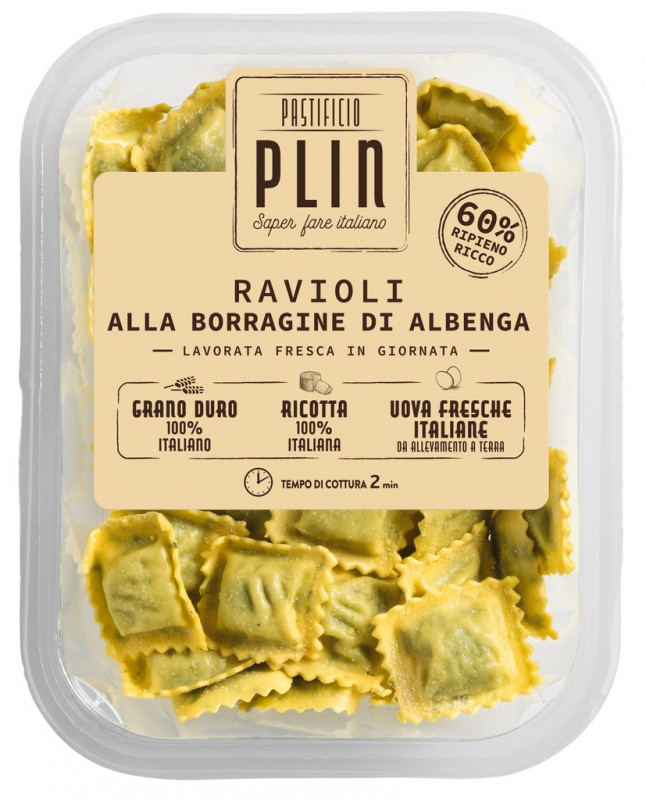 Ravioli alla borragine di Albenga, Ravioli fourres a la bourrache, Pastificio Plin - 250g - paquet