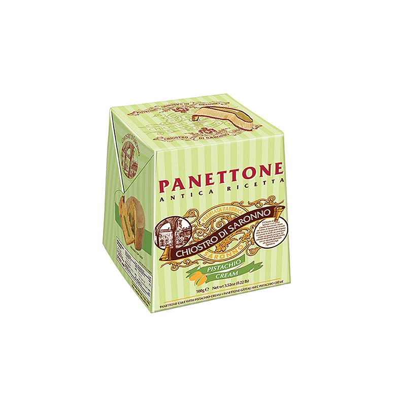 Christmas cake panettone pistachio, lazzaroni - 100 g - carton