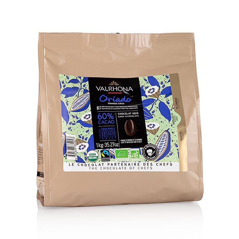 Valrhona Oriado (tidligere Acaoba) Couverture Dark 60%, Callets, BIO - 1 kg - taske