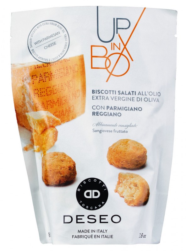 Salatini Parmigiano Reggiano, biscuits sales, parmesan, Deseo - 80g - sac