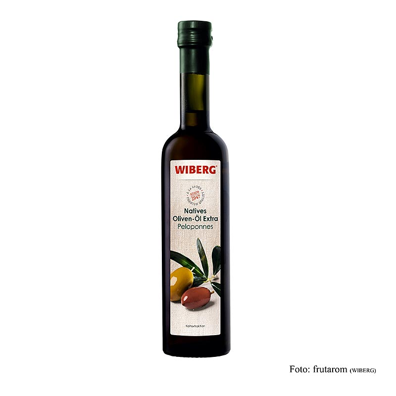 Wiberg Huile d`Olive Extra Vierge, pressée à froid, peleponnes - 500 ml - bouteille