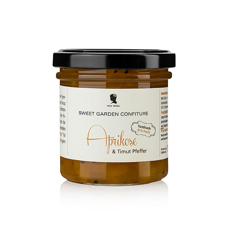 Sweet Garden Confiture - pate a tartiner aux abricots et poivre Timut, Mea Rosa - 180g - Verre