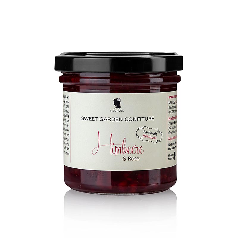 Sweet Garden Confiture - pate a tartiner framboise et rose, Mea Rosa - 180g - Verre