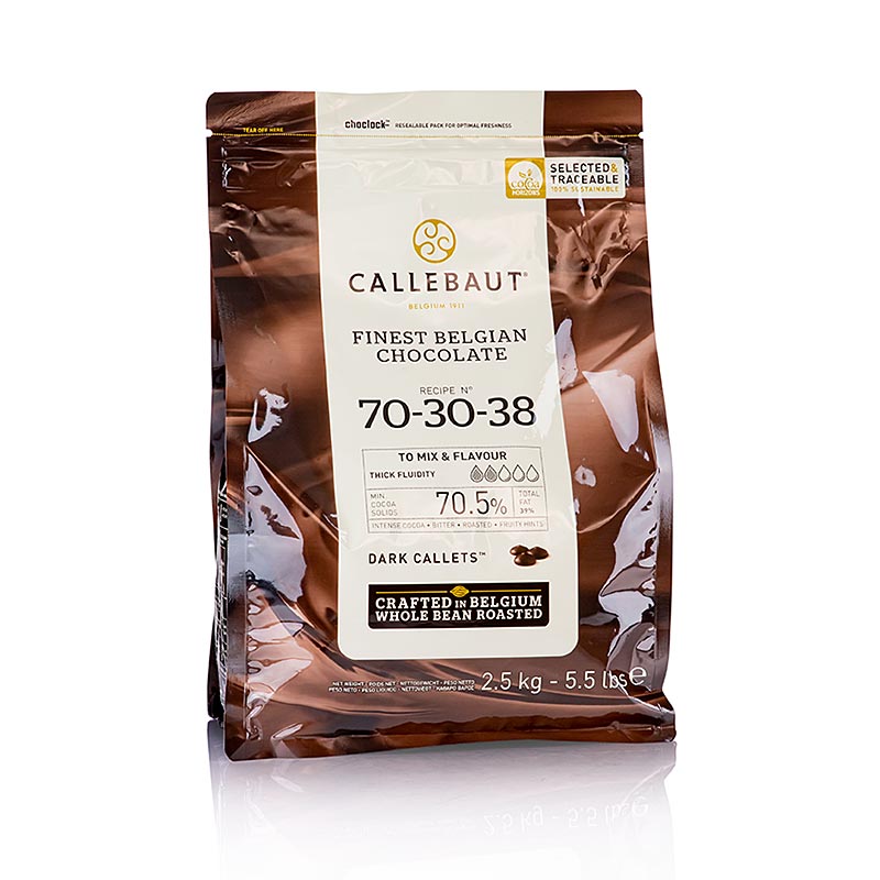 Chocolat noir, 70/30, Callets, 70% de cacao, Callebaut - 2,5 kg - sac