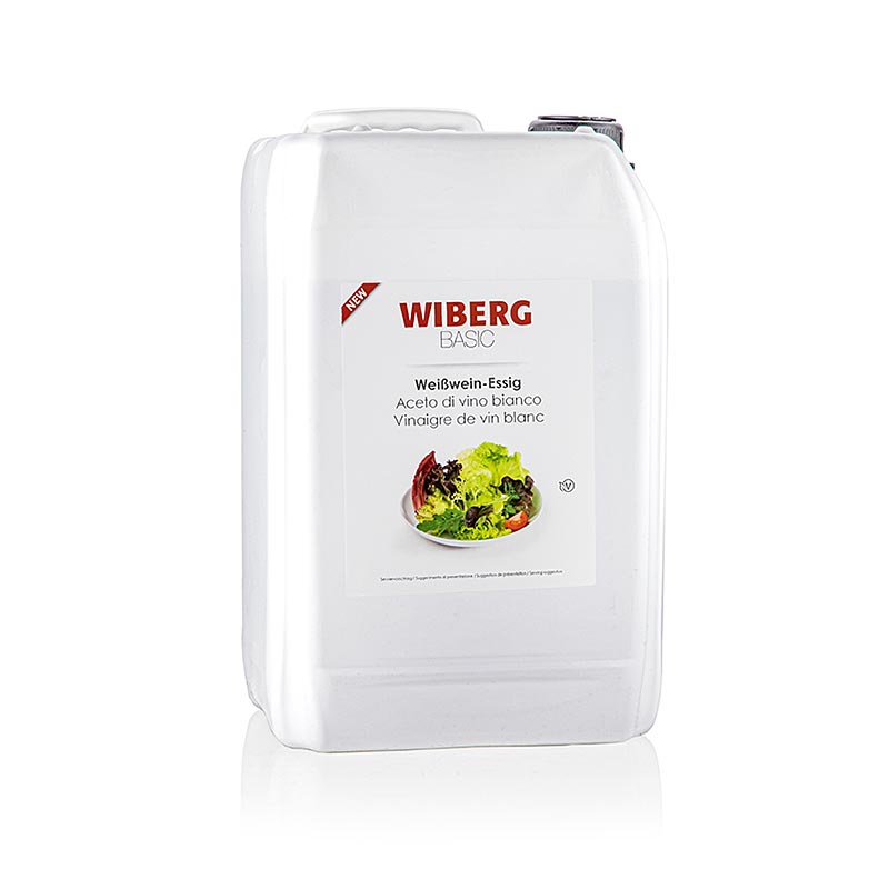 Vinaigre de vin blanc Wiberg BASIC, 6% d`acide, à partir de raisins bien mûrs - 5 l - Pe-canist.