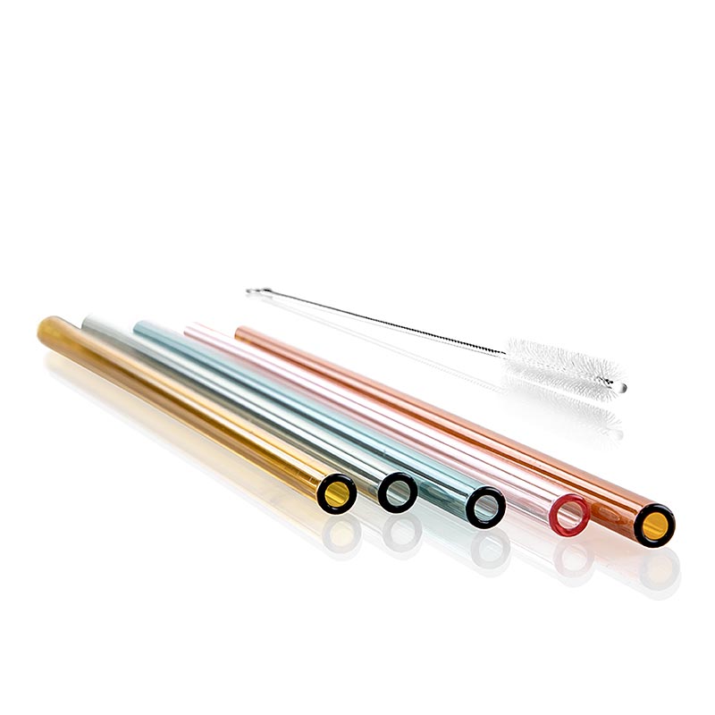 Glazen drinkrietjes, recht en kleurrijk, o8mm (1,5mm wand), 21cm - 50 st - doos