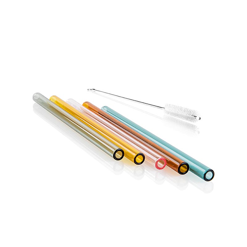 Glass drinking straws, straight and colorful, o8mm (1.5mm wall), 15cm - 50 pc - box