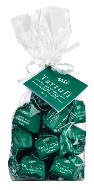 Tartufi dolci caramello e nocciole salade, sacchetto, truffes au chocolat blanc au caramel et noisettes salees, Viani - 200g - sac