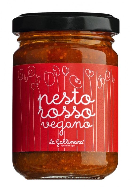 Pesto Rosso vegano, pesto de tomates sechees, vegetalien, La Gallinara - 130g - Verre