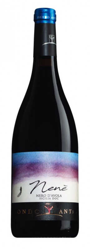 Nero d`Avola Sicilia DOC Nene, vin rouge, acier, fondo antico - 0,75 l - bouteille