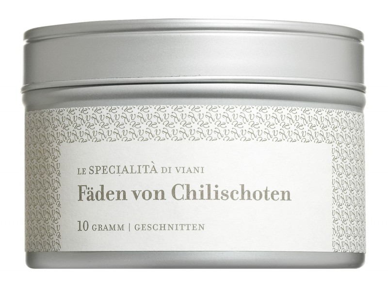 Chilifäden, hauchdünn geschnitten, Chillischoten in Fäden geschnitten, Viani - 10 g - Dose