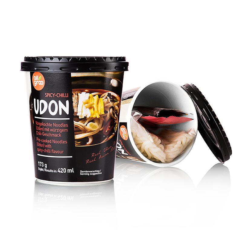 Nouilles Udon instantanees, chili epice (piquant), Coree du Sud, Allgroo - 173g - Pe peut