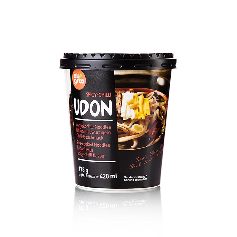 Nouilles Udon instantanees, chili epice (piquant), Coree du Sud, Allgroo - 173g - Pe peut