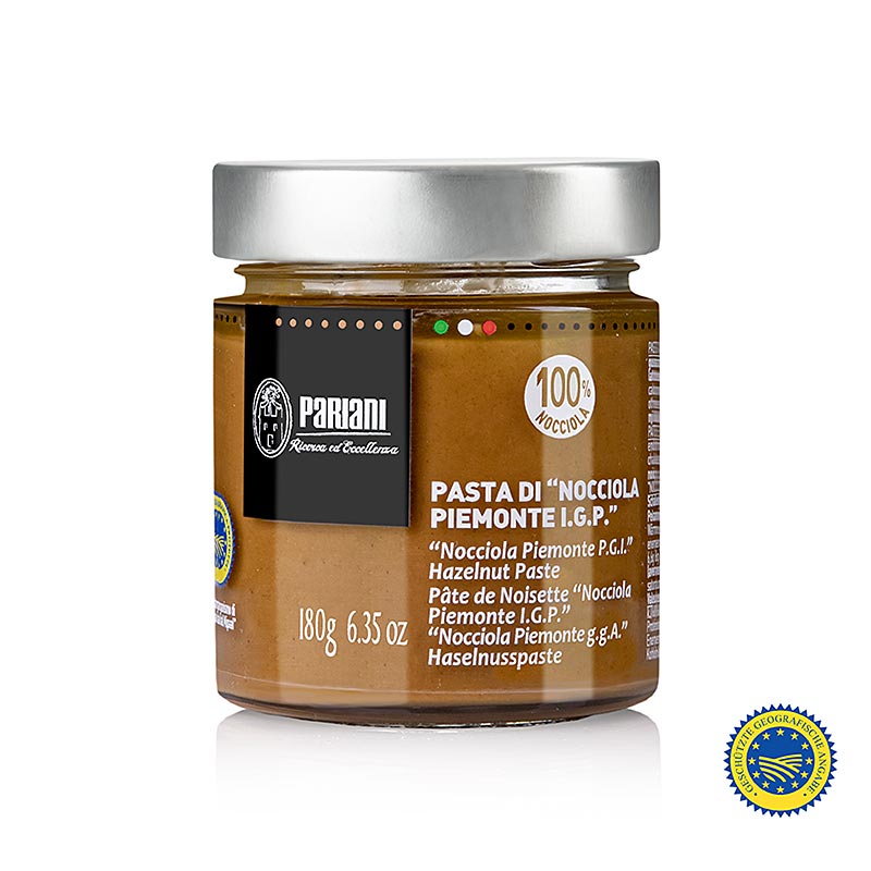 Hazelnootpasta, 100% Piemontese hazelnoten, BGA, Pariani - 180 gram - Glas