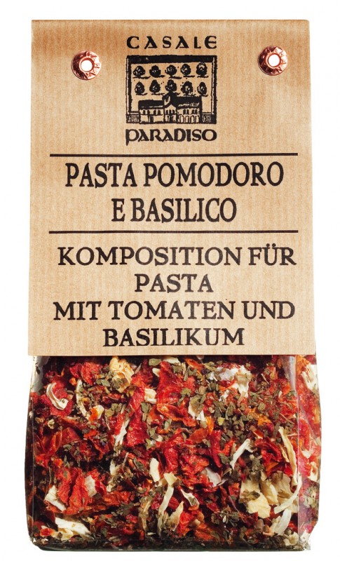 Pomodoro e basilico, Nudel-Gewürzzubereitung Tomate-Basilikum, Casale Paradiso - 100 g - Beutel