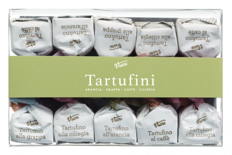 Tartufini dolci misti, caisse de 10, melange de pralines chocolat et noisettes, Viani - 70g - paquet