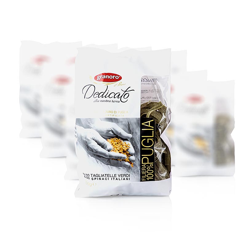 Granoro Dedicato - Tagliatelles Nidi Spinaci, No.80, nids de pates en ruban - 6kg, 12x500g - Papier carton