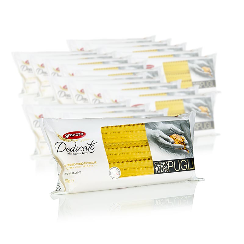 Granoro Dedicato - Mafaldine, nouilles ruban ondulees/jarretiere (10mm), No.5 - 10kg, 20x500g - Papier carton