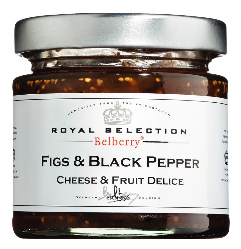 Delice Figs & Black Pepper, Fruchtzubereitung aus Feigen und schwarzem Pfeffer, Belberry - 130 g - Glas