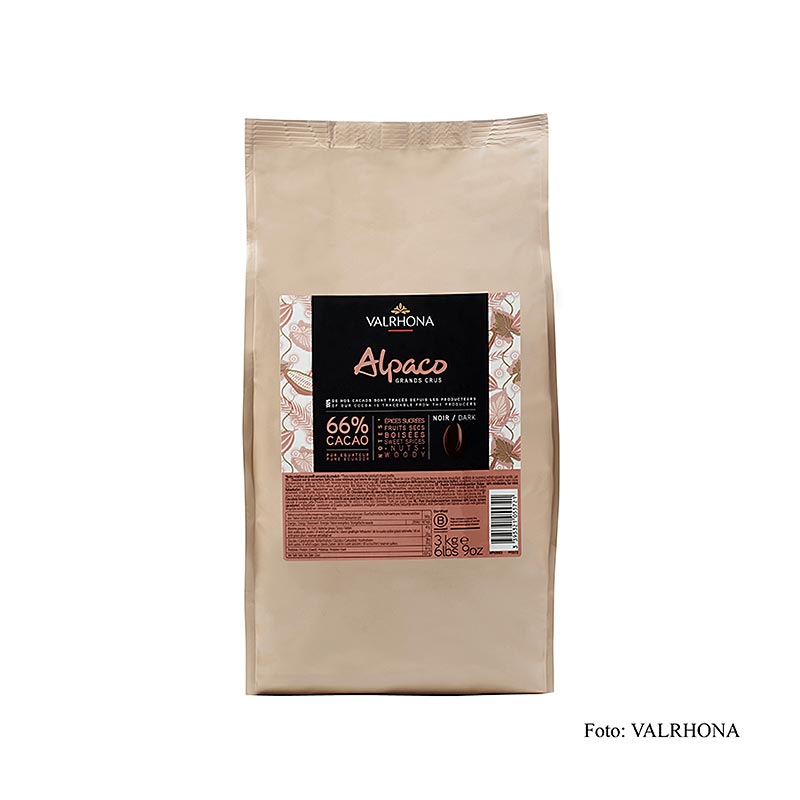 Valrhona Alpaco - Grand Cru, couverture som kaldeter, 66% kakao, fra Ecuador - 3 kg - taske