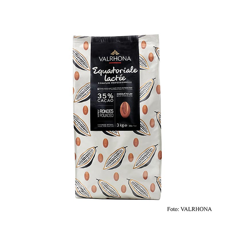 Valrhona Equatoriale Lactee, soedmaelkscoverture som callets, 35% kakao - 3 kg - taske