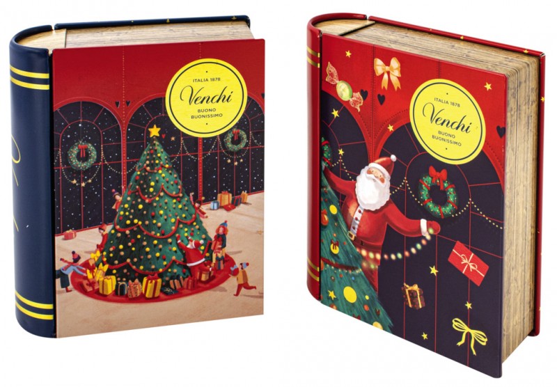 Mini Livre d`Hiver Chocoviar, chocolats assortis dans une boite en metal de Noel, Venchi - 118g - Morceau