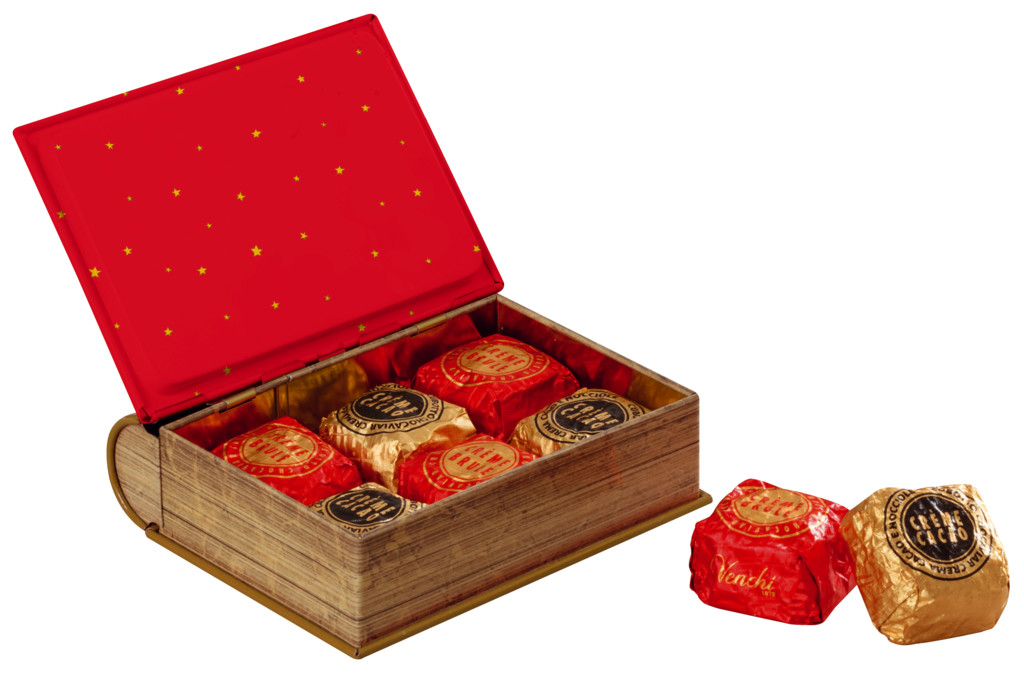 Winter Mini Book Chocoviar, chocolates assorted in a Christmas metal box, Venchi - 118 g - piece Winter Mini Book Chocoviar, chocolates assorted in a Christmas metal box, Venchi - 118 g - piece