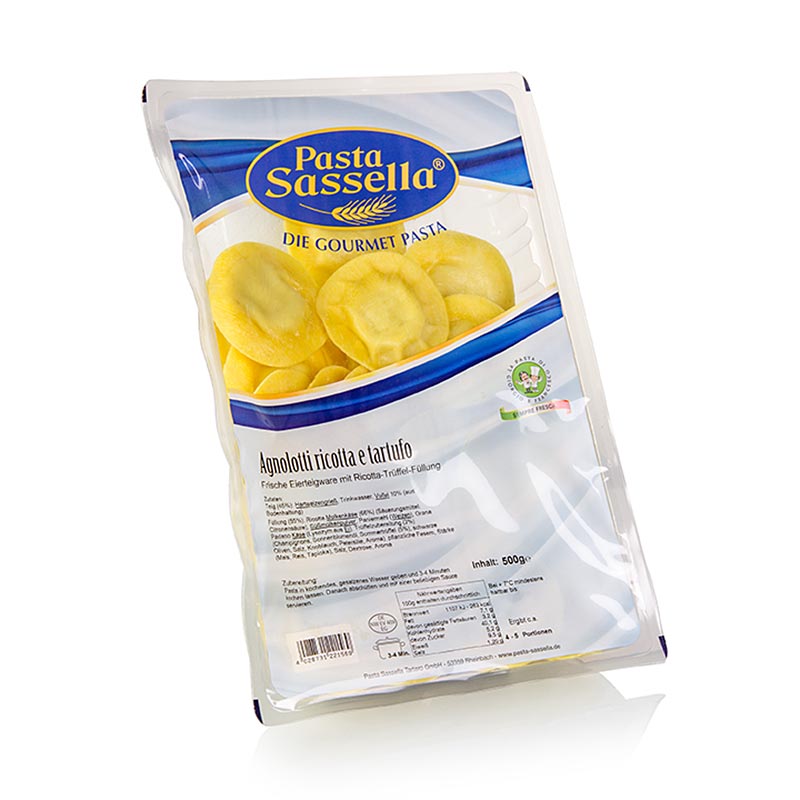 Agnolotti frais au gout de ricotta et truffe, rond et leger, sassella - 500g - Coque PE