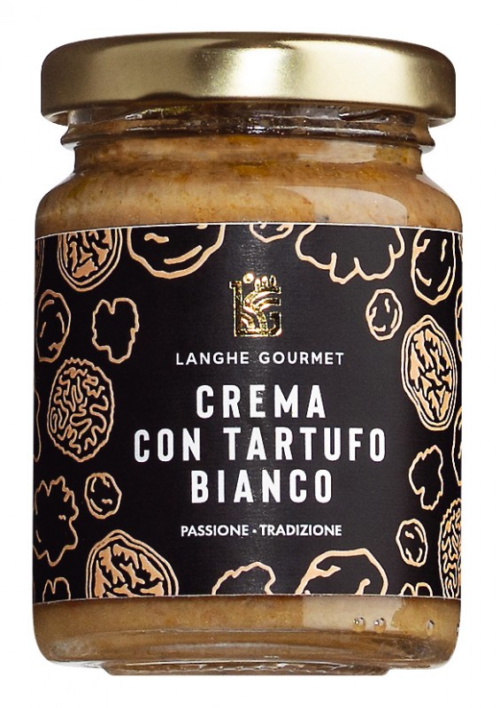 Crema con tartufo bianco, creme d`assaisonnement a la truffe, Langhe Gourmet - 85g - Verre