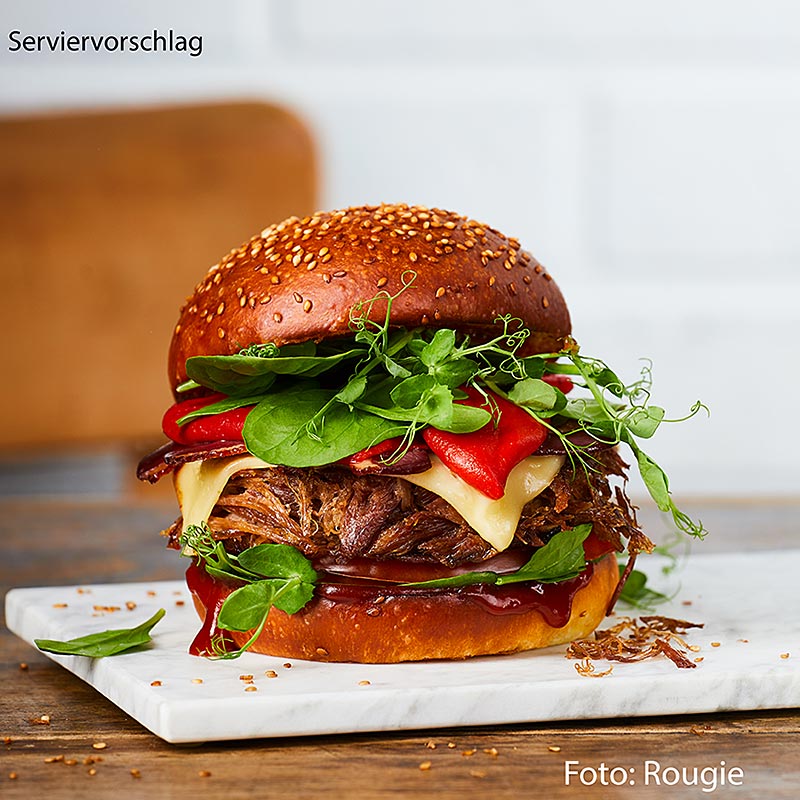 Burger met gekonfijte eend, 105mm, ca. 110g, rougie - ca. 660 g, 6 stuks - tas