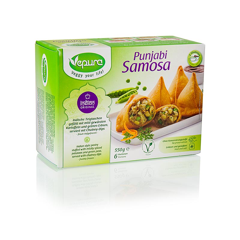 Punjabi Samosa - Teigtasche mit Kartoffel- Gemüsefüllung - 550 g, 6 Stück - Packung