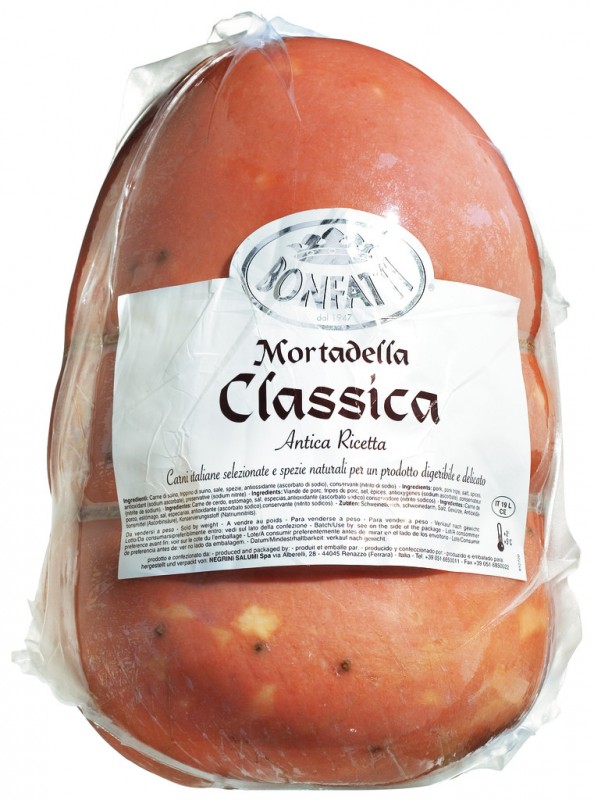 Mortadella Classica Bonfatti ganz, Mortadella mit Kaliber18 cm in Naturdarm, ganz, Bonfatti - ca. 8 kg - Stück