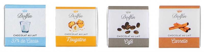 Carre lait collection, vrac, Napolitains valg af helmælk, løs, Dolfin - 1.800 g - udstilling