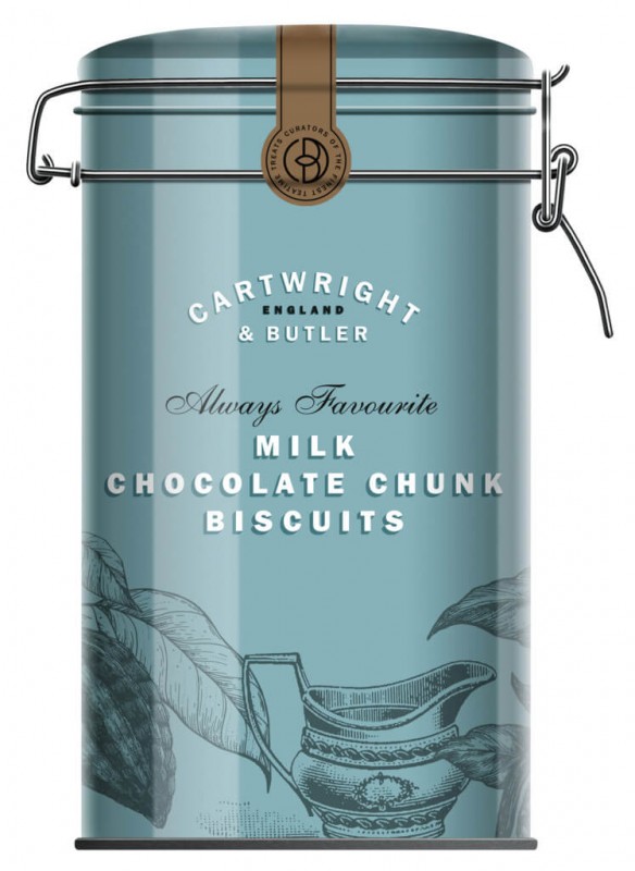 Biscuit avec des morceaux de chocolat au lait, de l`étain, du biscuit au chocolat, de l`étain, du cartwright et du majordome - 200 g - boîte