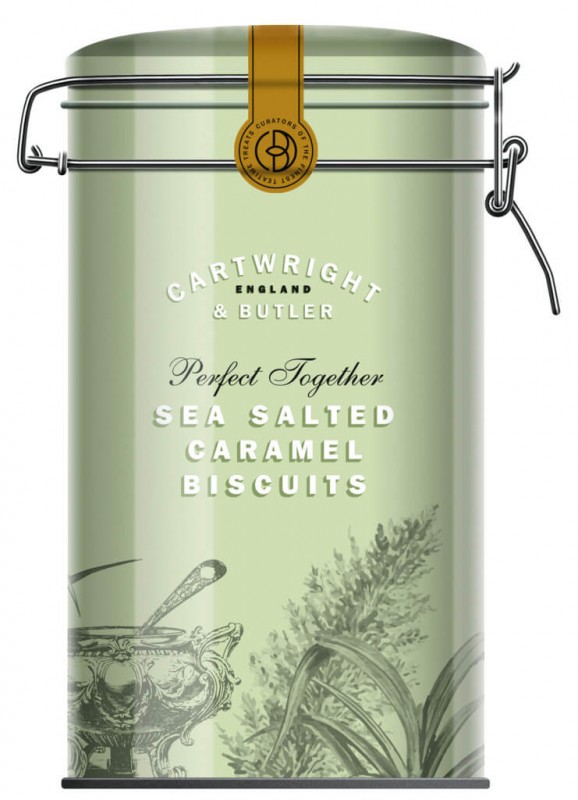 Biscuits au caramel sale, biscuits au caramel sale, etain, Cartwright et Butler - 200g - peut