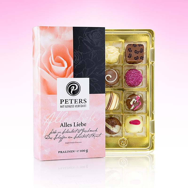 Melange de truffes et pralines, love, avec alcool, Peters - 100g, 8 pieces - Ampoules