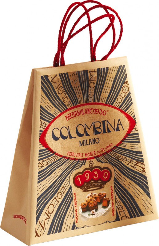 Colombina classica, shopper, Traditioneller Oster-Hefekuchen, Tragetasche, Breramilano 1930 - 100 g - Stück