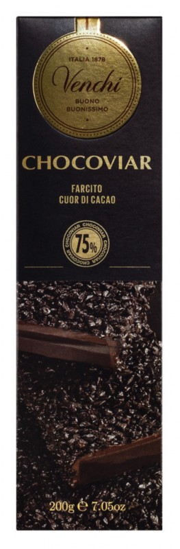 Chocoviar Bar, chocolat noir a la creme au chocolat, Venchi - 200g - Morceau